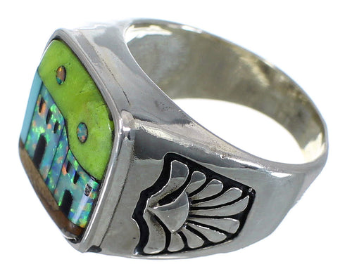 Multicolor Native American Pueblo Design Ring Size 10-1/4 PX42191